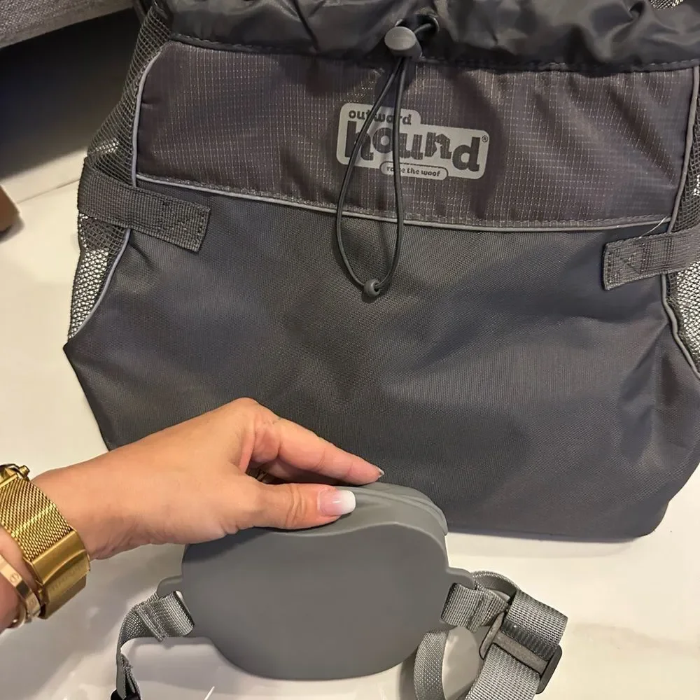 Outward Hound Charcoal and Black Backpack & puppy treat Fanny pack for training